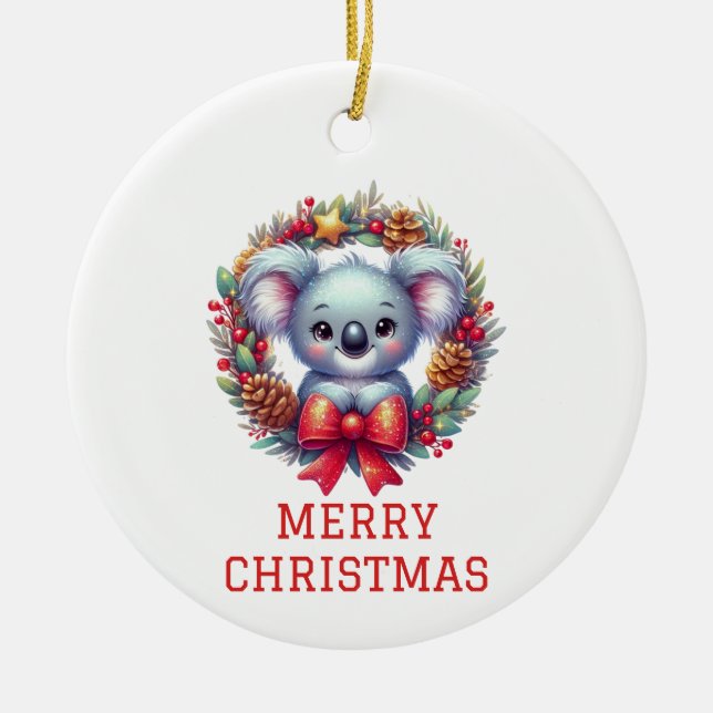 Niedlicher Koala Bär Weihnachten Keramik Ornament (Vorne)