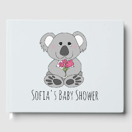 Niedlicher Koala Bären Cartoon und Name Baby Dusch Gästebuch