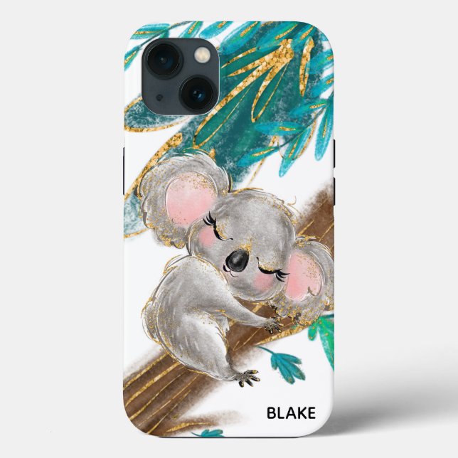 Niedlicher Koala Bären Foliage Name iPhone / iPad  Case-Mate iPhone Hülle (Rückseite)
