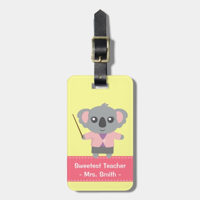 Niedlicher Koala-Bärenlehrerpreis Personalisiert Gepäckanhänger (Vorderseite vertikal)