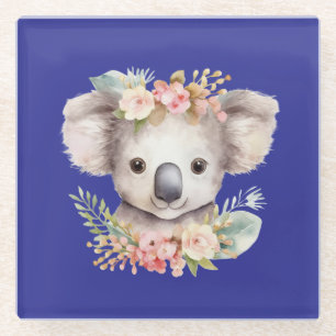 Niedlicher Koala Blau Glasuntersetzer