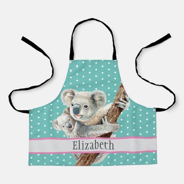 Niedlicher Koala Familienname Kinder Tiermuster Sc Schürze (Vorderseite)