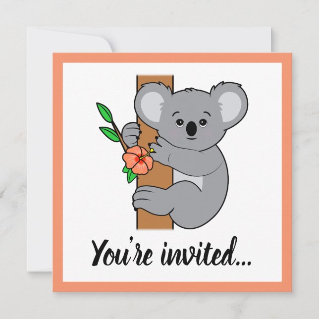 Niedlicher Koala-Glückwunsch zum Geburtstag Einladung (Vorderseite)