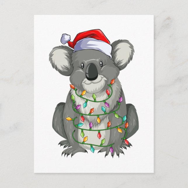 Niedlicher Koala im Weihnachtslicht Postkarte (Vorderseite)