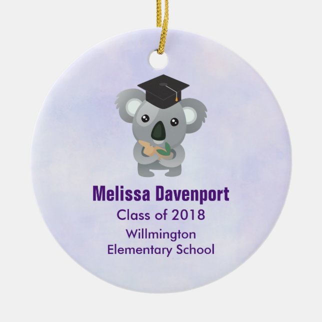 Niedlicher Koala in einer Abschluss-Kappen-Klasse Keramikornament (Vorne)