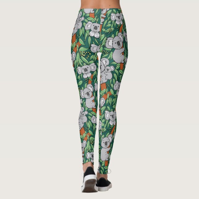 Niedlicher Koala-Musterjäger Grün Leggings (Rückseite)