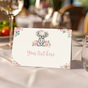 Niedlicher Koala Pink Floral Geburtstagsparty Essz Platzkarte