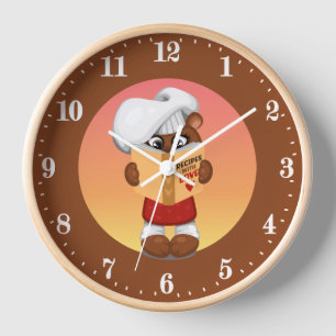 Niedlicher Koch Bärenliebhaber Küche Uhr