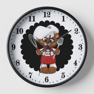 Niedlicher Koch Bärenliebhaber Küche Uhr