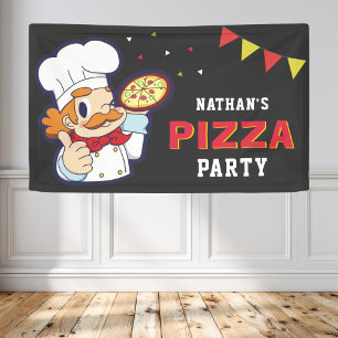 Niedlicher Koch Kids Pizza Geburtstagsparty Banner