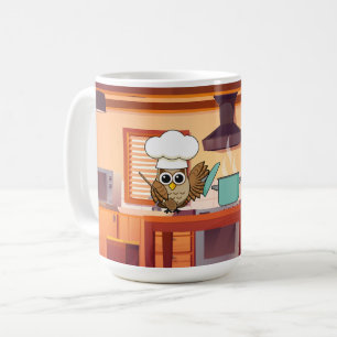 Niedlicher Koch Kuchen Kochen in Küche Kaffeetasse