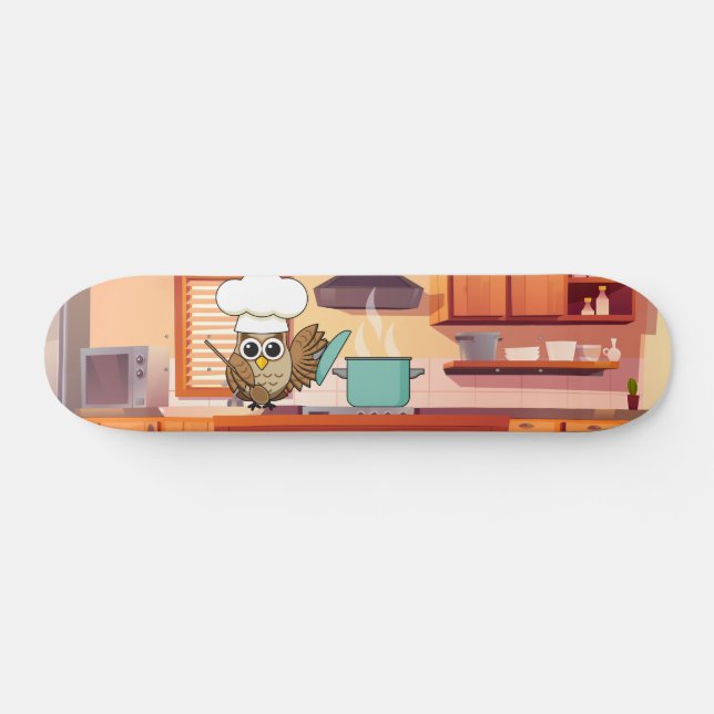 Niedlicher Koch Kuchen Kochen in Küche Skateboard (Horizontal)