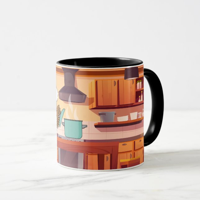 Niedlicher Koch Kuchen Kochen in Küche Tasse (VorderseiteRechts)