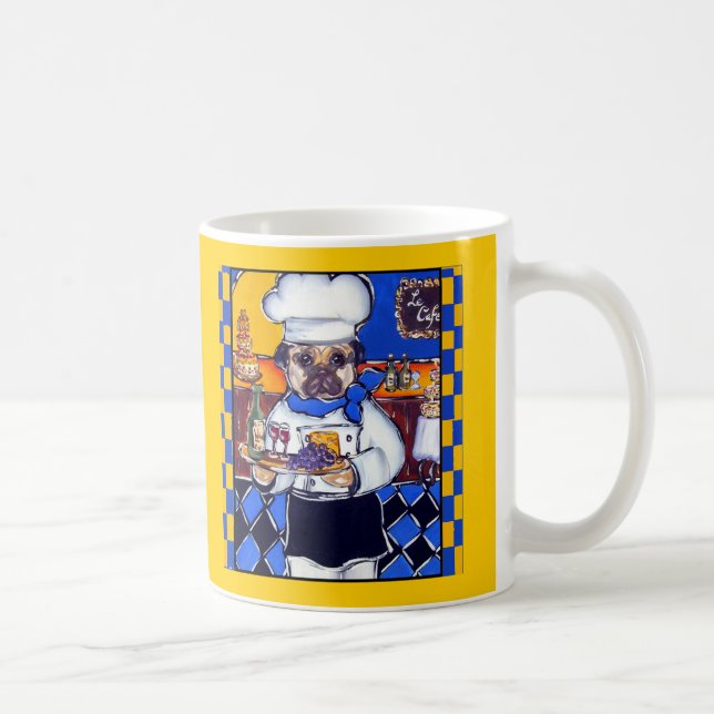 Niedlicher Koch Mops Kaffeetasse (Rechts)