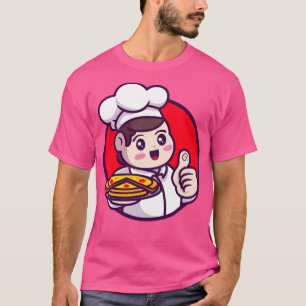 Niedlicher Koch Pizza Cartoon T-Shirt