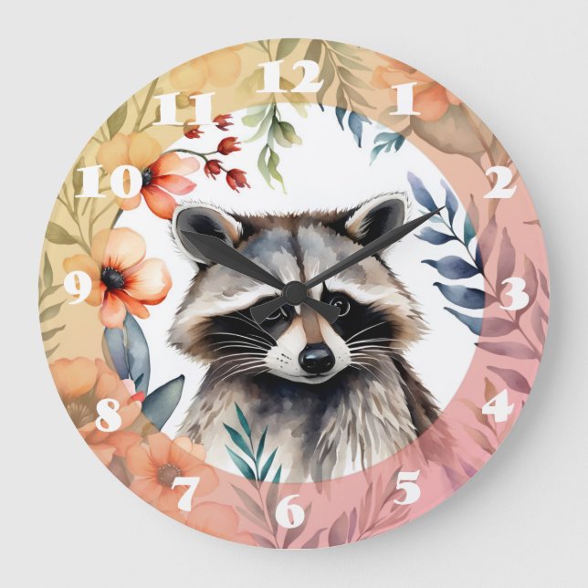 Niedlicher Kokon unter Blume Große Wanduhr (Vorderseite)