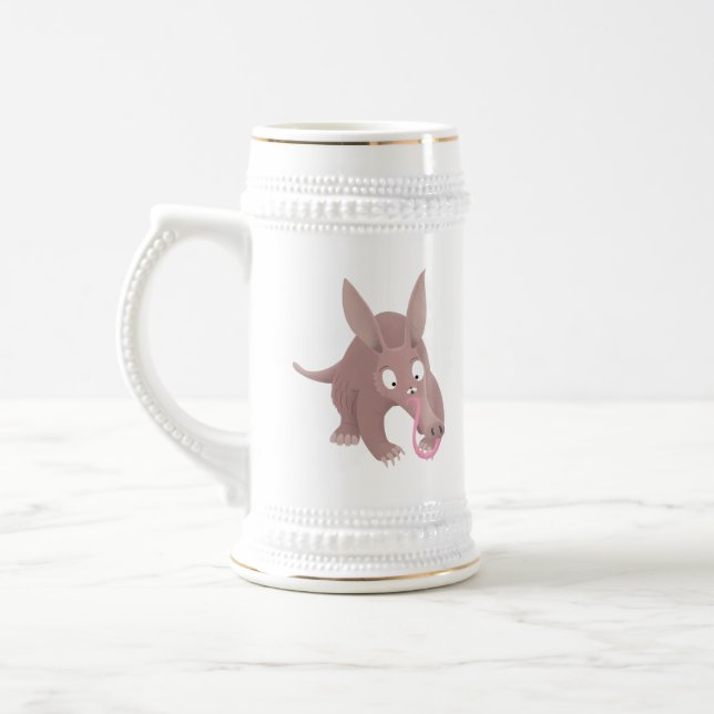 Niedlicher komischer Aardvark-Cartoon Bierglas (Links)