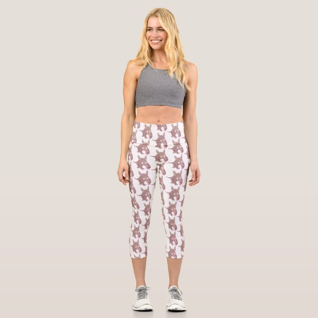 Niedlicher komischer Aardvark-Cartoon Capri Leggings (Vorderseite)