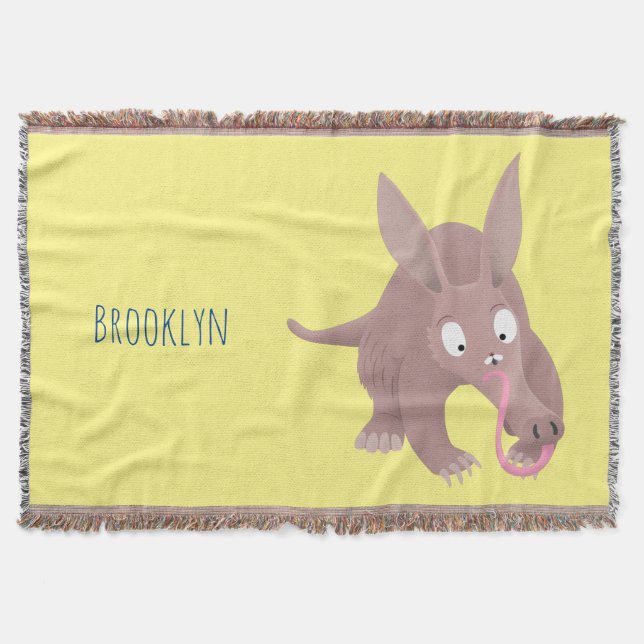 Niedlicher komischer Aardvark-Cartoon Decke (Vorderseite)