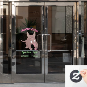 Niedlicher komischer Aardvark-Cartoon Fensteraufkleber