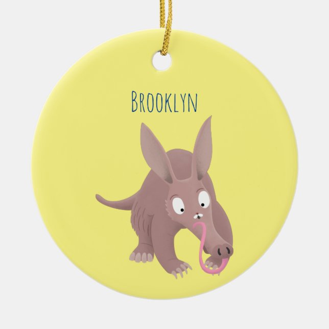 Niedlicher komischer Aardvark-Cartoon Keramik Ornament (Vorne)