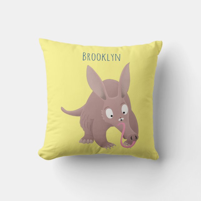 Niedlicher komischer Aardvark-Cartoon Kissen (Vorderseite)