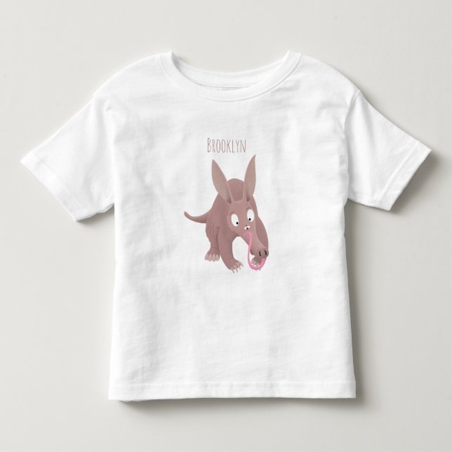Niedlicher komischer Aardvark-Cartoon Kleinkind T-shirt (Vorderseite)