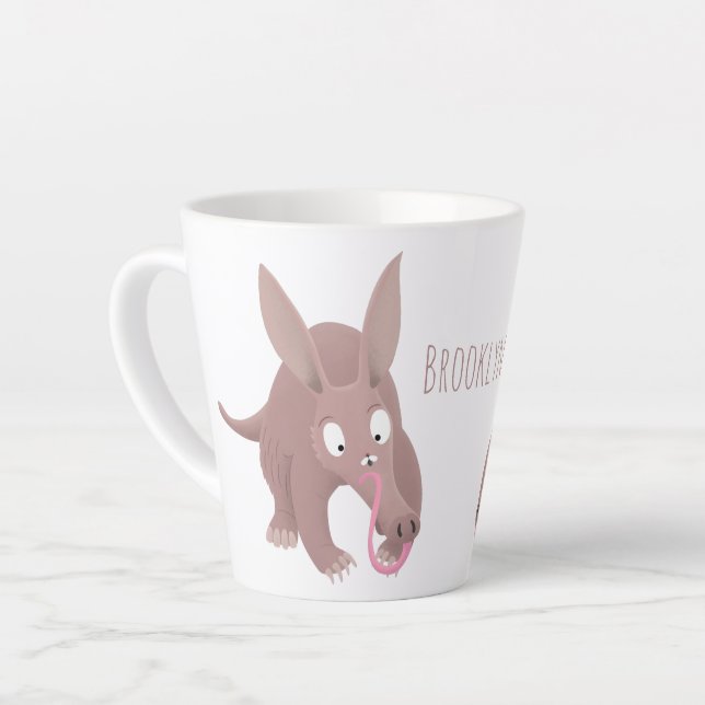 Niedlicher komischer Aardvark-Cartoon Milchtasse (Linke Ecke)