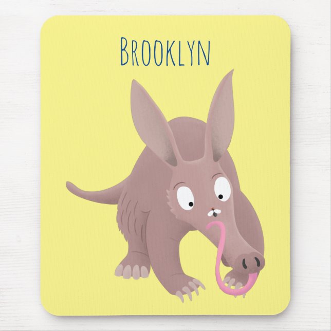 Niedlicher komischer Aardvark-Cartoon Mousepad (Vorne)