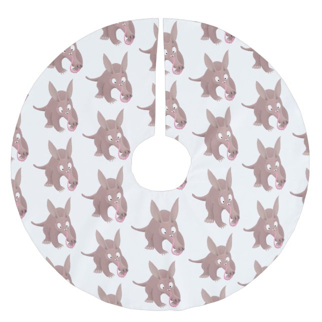 Niedlicher komischer Aardvark-Cartoon Polyester Weihnachtsbaumdecke (Vorderseite)