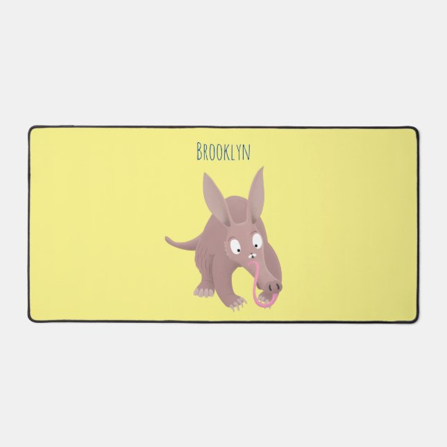 Niedlicher komischer Aardvark-Cartoon Schreibtischunterlage (Vorderseite)
