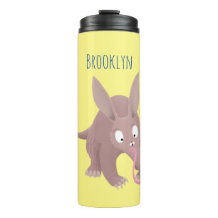 Niedlicher komischer Aardvark-Cartoon Thermosbecher