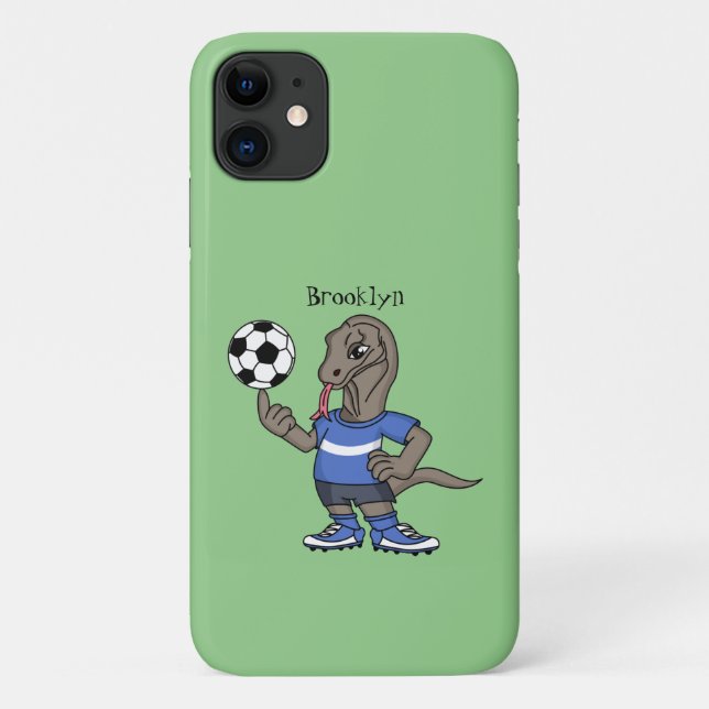 Niedlicher Komodo-Drache beim Fußballspielen Carto Case-Mate iPhone Hülle (Rückseite)