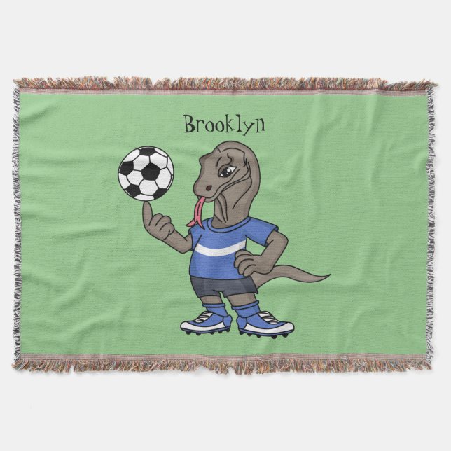Niedlicher Komodo-Drache beim Fußballspielen Carto Decke (Vorderseite)
