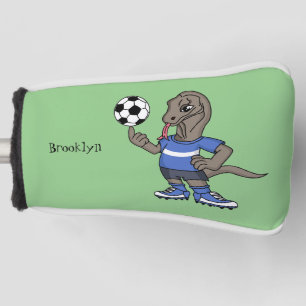 Niedlicher Komodo-Drache beim Fußballspielen Carto Golf Headcover