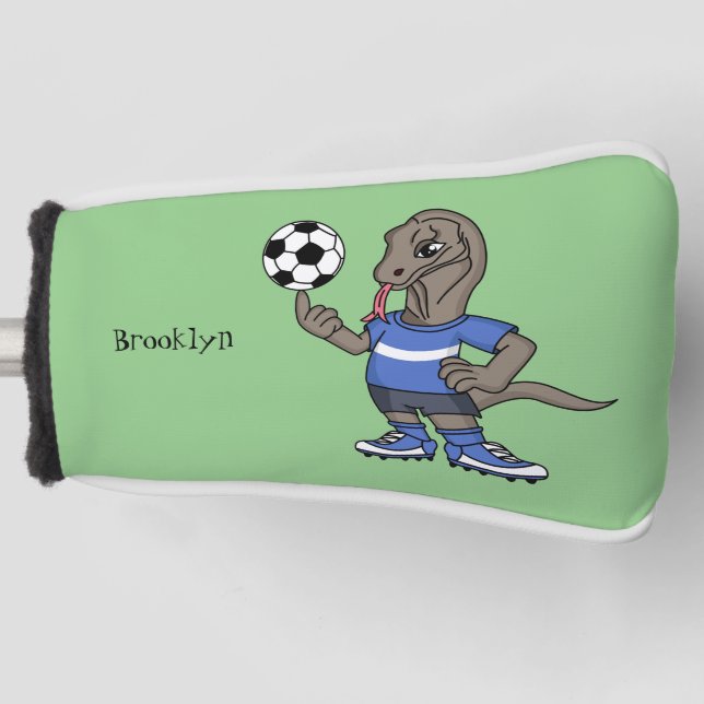 Niedlicher Komodo-Drache beim Fußballspielen Carto Golf Headcover (Vorderseite)