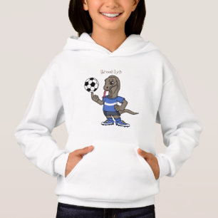Niedlicher Komodo-Drache beim Fußballspielen Carto Hoodie