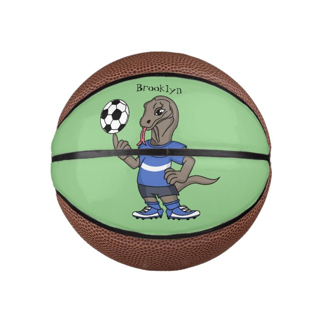 Niedlicher Komodo-Drache beim Fußballspielen Carto Mini Basketball (Vorderseite)