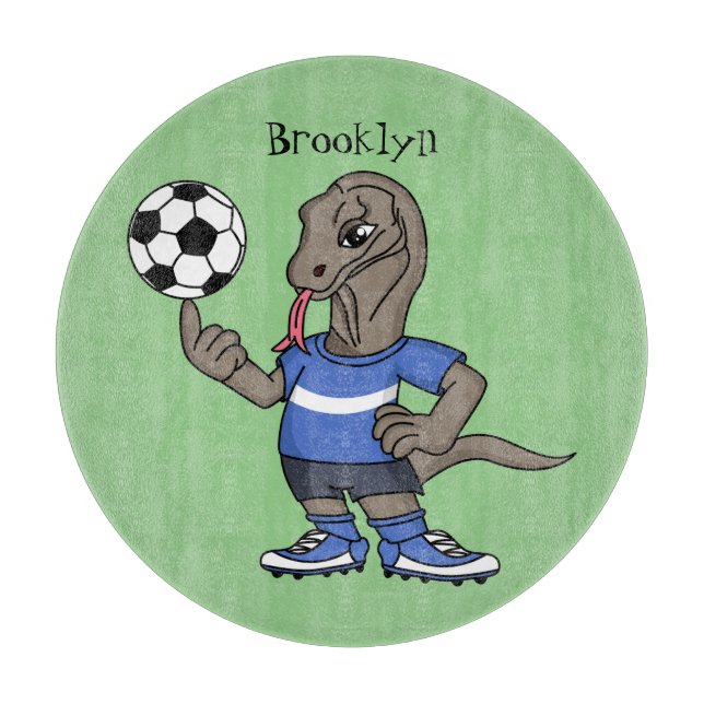 Niedlicher Komodo-Drache beim Fußballspielen Carto Schneidebrett (Vorderseite)