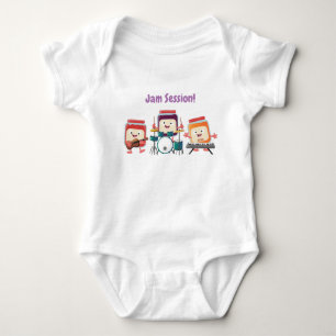 Niedlicher Konfitüre Cartoon Musiker Spaß Baby Strampler