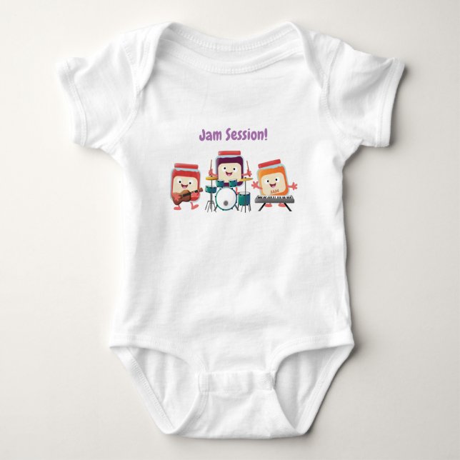Niedlicher Konfitüre Cartoon Musiker Spaß Baby Strampler (Vorderseite)