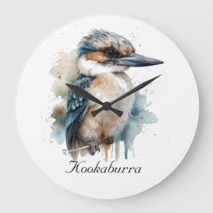 Niedlicher Kookaburra auf einem Ast, individuell a Große Wanduhr