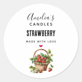 Niedlicher Korb voller Erdbeeren Candle Business Runder Aufkleber