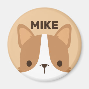 Niedlicher Korgi-Hund mit Personalisiertem Namen Magnet