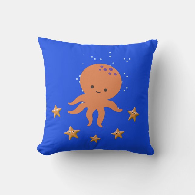 Niedlicher Kraken Cartoon Kissen (Vorderseite)