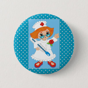 Niedlicher Krankenschwester-Grafik-Knopf Button