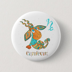Niedlicher Krebskapricorn Button