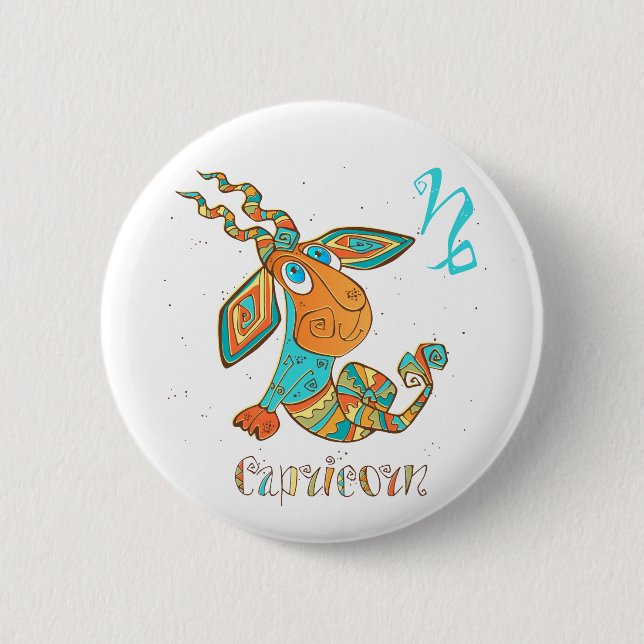 Niedlicher Krebskapricorn Button (Vorderseite)