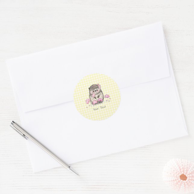 Niedlicher Kronleuchter Igel Gelbes Muster Runder Aufkleber (Umschlag)