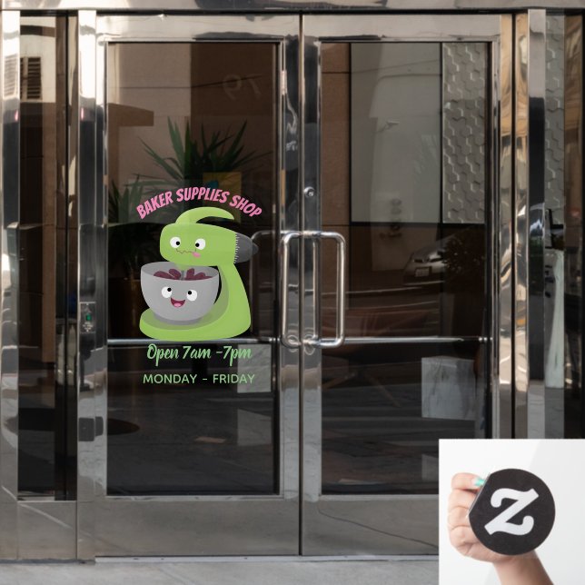 Niedlicher Kuchenmischer Cartoon Fensteraufkleber (Büro Tür)